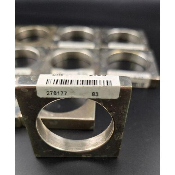 Shiny Square Silver Napkin Rings Set Of 9 Metallic Table Decor Square Shape - Picture 5 of 8